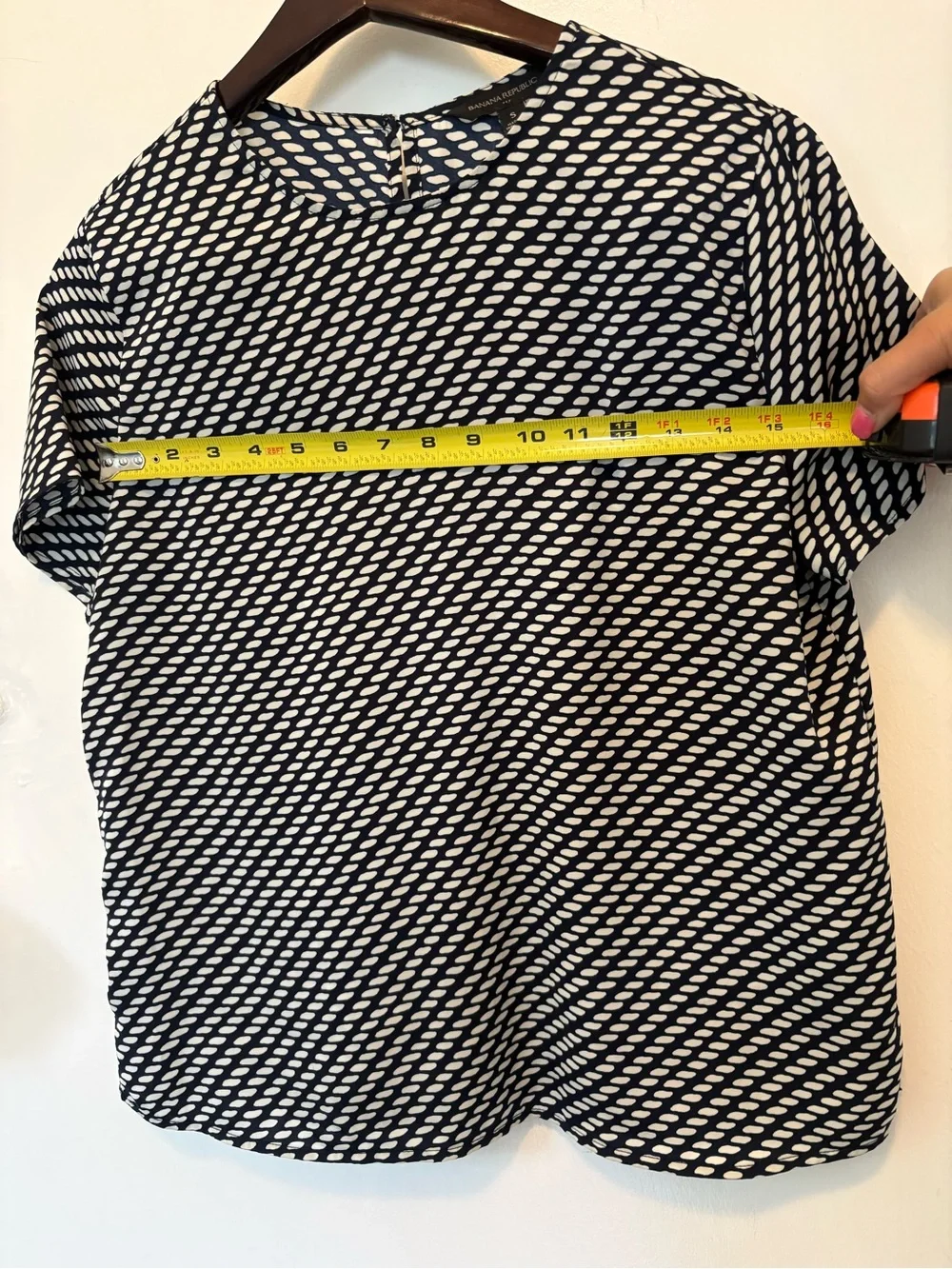 Banana Republic Black and White Geometric Short-Sleeve Top
